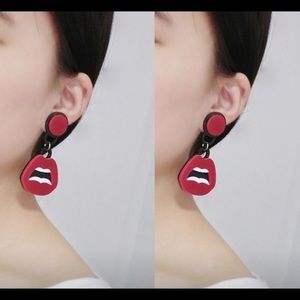 NWT Red Lip 👄 Acrylic Earrings